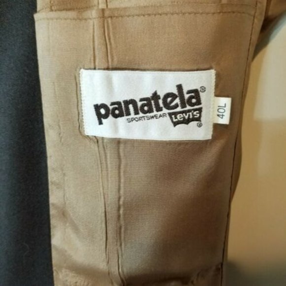 Vtg 70s Levi's Panatela Leisure Suit Jacket Mens 40L Long Polyester Coat Brown - Picture 6 of 7